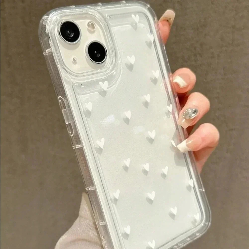 ⚠️Clearance iPhone 14/Pro/Pro Max White Hearts Phone Case